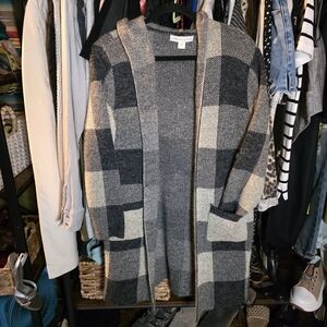 Monteau Black and Cream Checkered Jacket